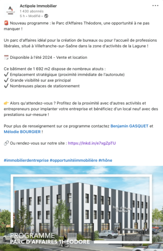 rougevert communication - Post Facebook Actipole Immobilier
