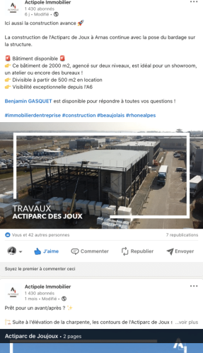 rougevert communication - Post Facebook Actipole Immobilier